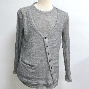 Yigal Azrouel sweater top gray heather made in USA double layered USA